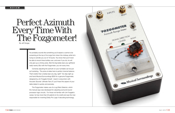 FOZGOMETER V2 ARM Musical Surroundings Tonabnehmer Azimuth Justage Messgerät optional mit TEST LP