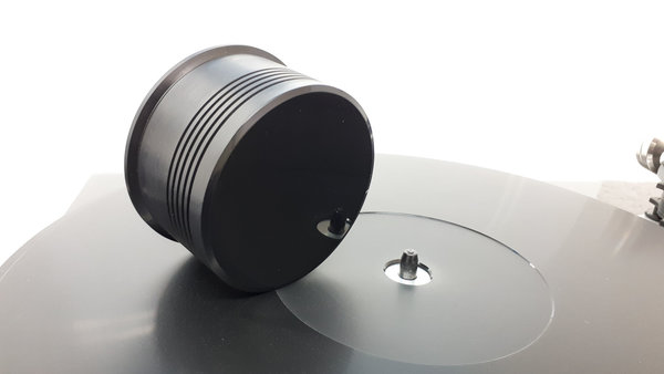 Schallplatten Gewicht / Puck - Plattendämpfer DELTA DEVICE 260g Vinyl schwarz - Oberseite glänzend